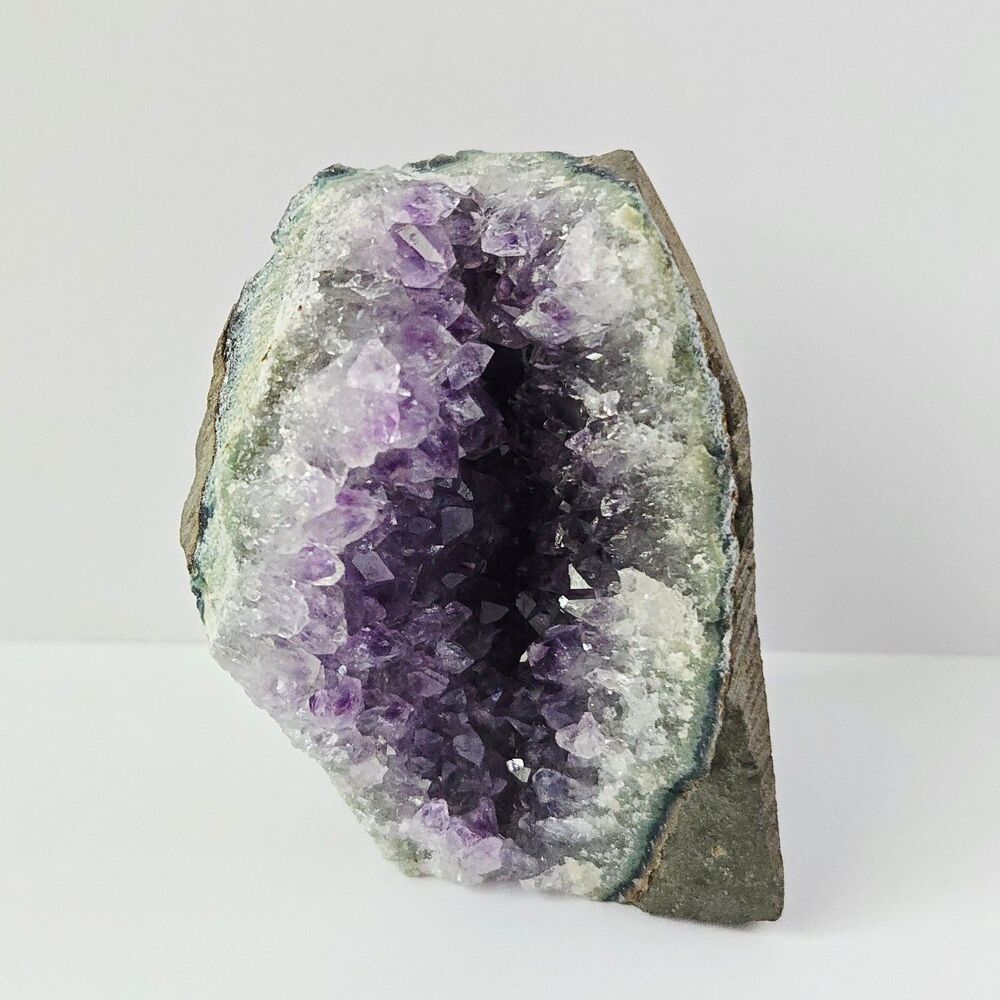 Natural Amethyst Cut Base Raw Crystal Cluster Specimen Geode Deep Purple 214g
